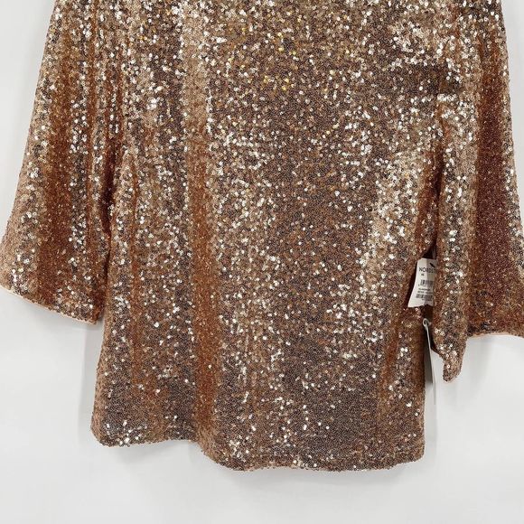 CHELSEA28 Sequin Crewneck Short Sleeve Top In Beige- Silver‎ Sequin NWT Size XS - Picture 7 of 8